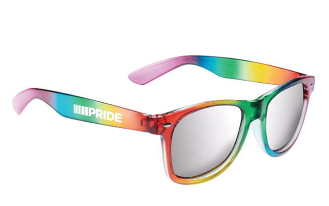 Screenshot of a pair of rainbow sunglasses.