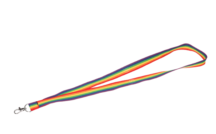 Screenshot of a rainbow lanyard.