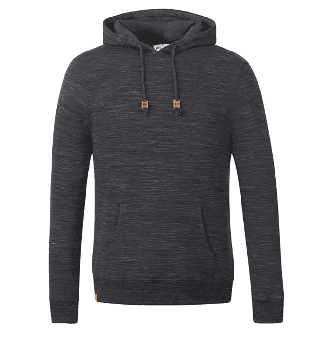 SwagDrop Men’s Tentree Space Dye Classic Hoodie, in black, made from organic cotton and recycled polyester, combining comfort and sustainability.