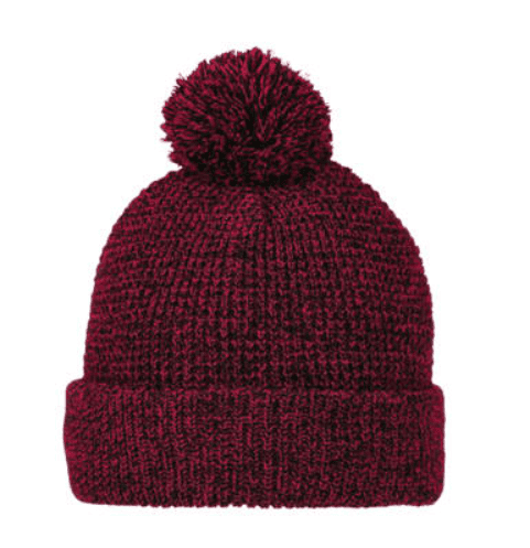 SwagDrop Unisex Vault Knit Toque, in burgundy, with a fleece interior and a playful pom-pom, perfect for winter sports.