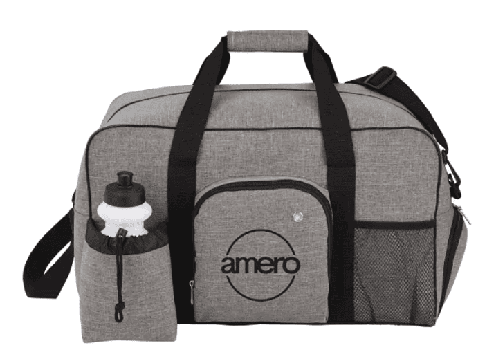 SwagDrop Weekender Deluxe Duffel Bag, in grey, featuring a spacious main compartment and multiple pockets, perfect for weekend getaways.