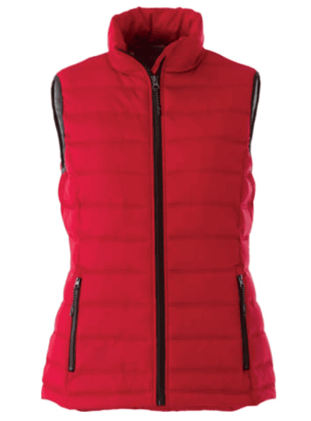 SwagDrop Men's Mercer Insulated Vest, in red, featuring 100% polyester faux down insulation, great for hiking, cycling, or jogging.