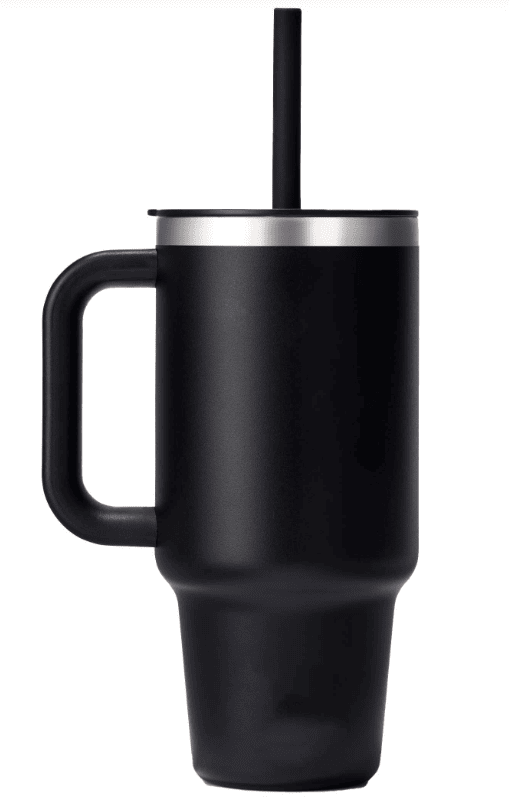 SwagDrop Hydro Flask All Around Travel Tumbler with Straw, in black, with a flexible straw and splash-resistant lid for easy hydration anywhere.