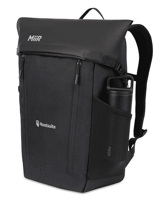 SwagDrop MiiR Olympus Laptop Backpack, in black, featuring sustainable materials for eco-friendly commuting or traveling.