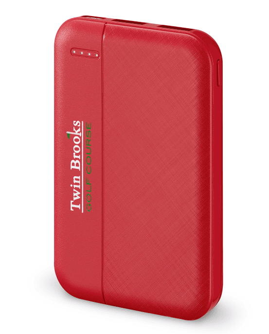SwagDrop iLive 5K Power Bank, in red, perfectly suited for powering devices on the go.