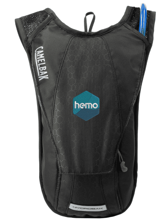 SwagDrop CamelBak Eco-Hydrobak, in black, with a 1.5L water reservoir, made from recycled poly airmesh for active lifestyles.