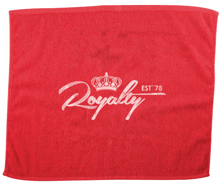 SwagDrop Go-Go Rally Towel, in red, made of 100% cotton canvas, offering a soft, absorbent texture ideal for sports and outdoor events.