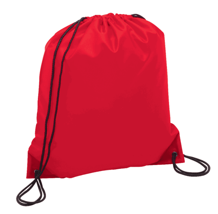 SwagDrop Oriole Drawstring Bag, in red, made of 100% recycled polyester, with a spacious main compartment, perfect for daily essentials.