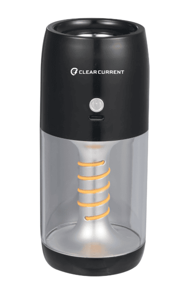 SwagDrop Spiral Filament 80 Lumen Rechargeable Lantern, in black, offering compact lighting with multiple settings for camping or backyard evenings.