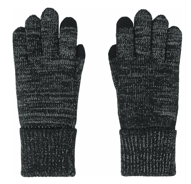 SwagDrop Unisex ENERGY Knit Reflective Texting Gloves, in black, with reflective yarn for cold weather use.