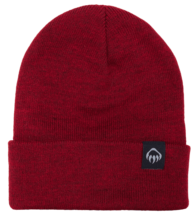 SwagDrop Wolverine Knit Watch Beanie, in red, made of thick acrylic yarn, offering a trendy style for cold morning walks or workdays.