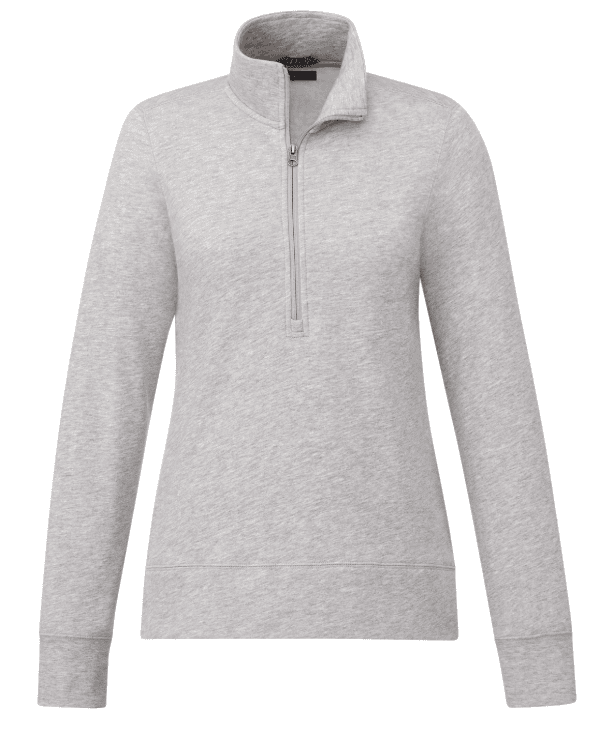SwagDrop Women's DAYTON Fleece Half Zip, in grey, with a cozy fleece interior and zip-up collar for chilly office days.