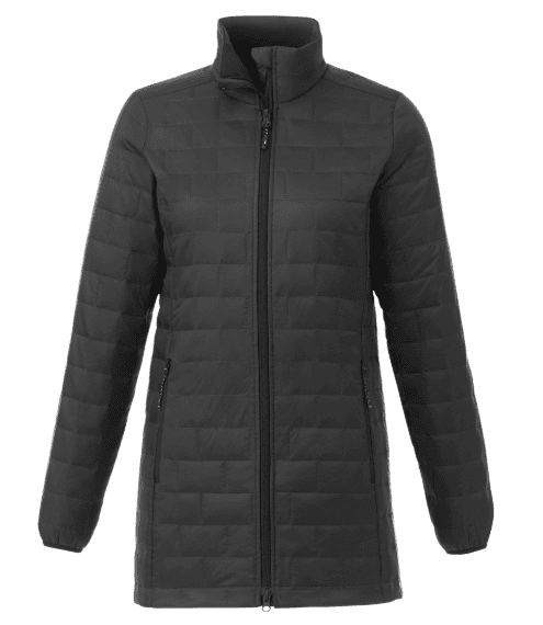 SwagDrop Women's TELLURIDE Lightweight Packable Insulated Puffer Jacket, in black, offering lightweight warmth with a built-in pocket for compact travel.
