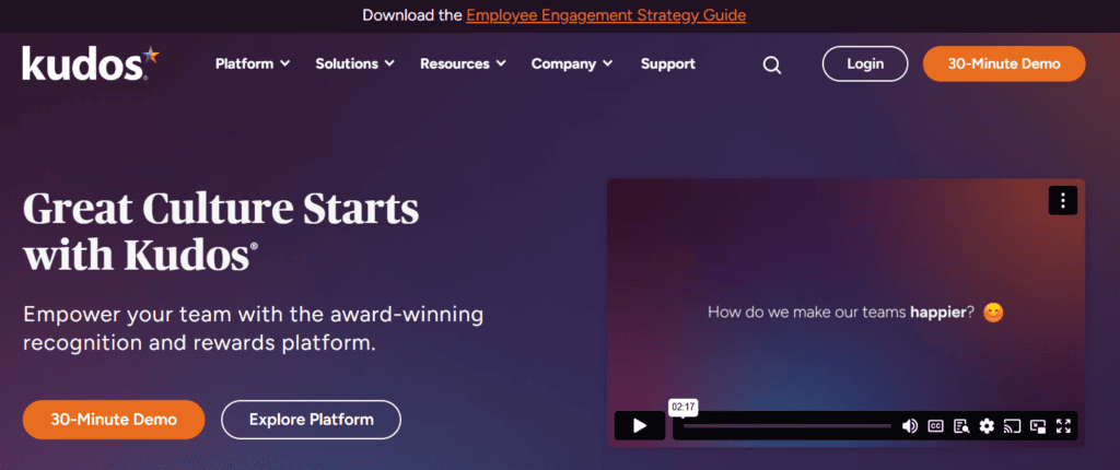 The Kudos homepage.