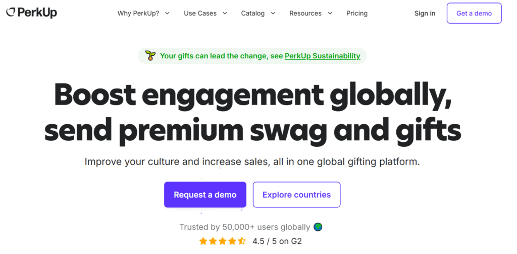 The PerkUp homepage.