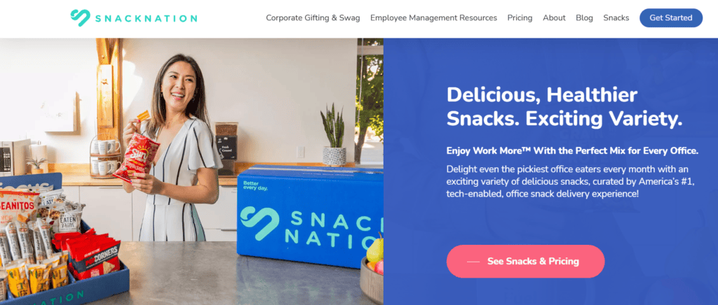 The SnackNation homepage.