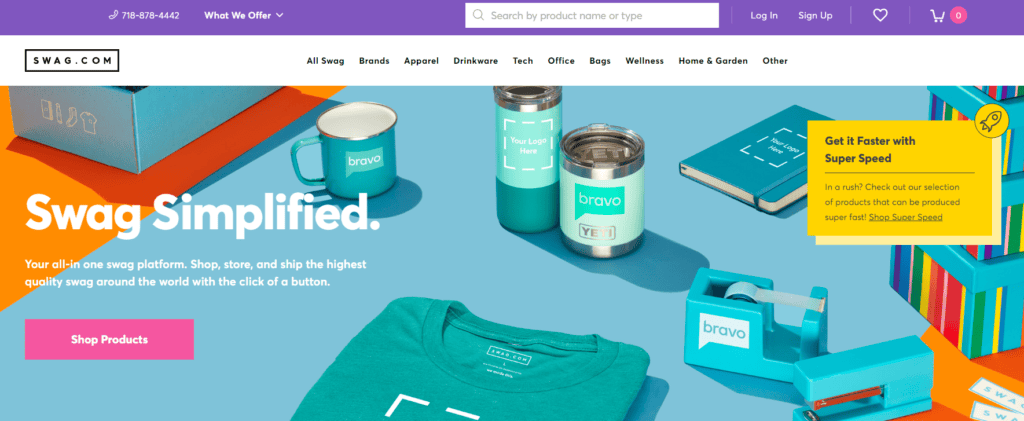The Swag.com homepage.