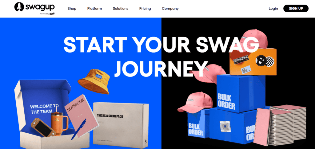 The SwagUp homepage.