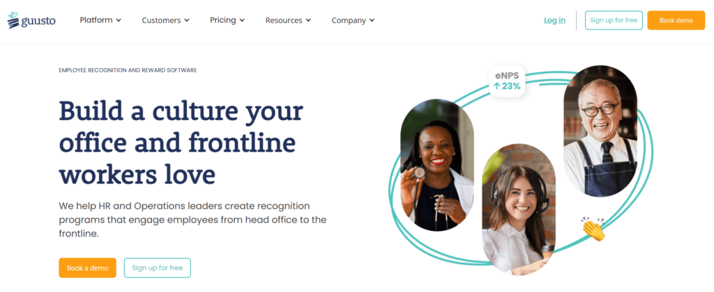 The Guusto homepage.