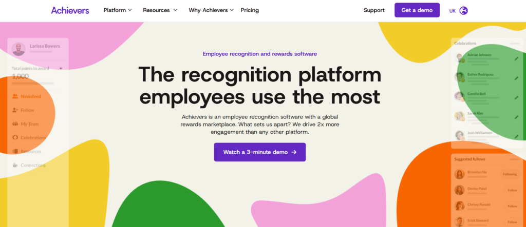 The Achievers homepage.