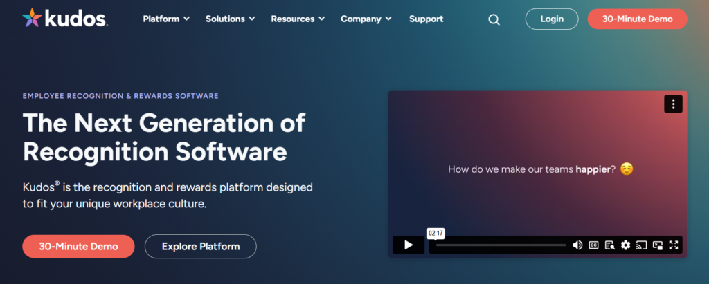 The Kudos homepage.