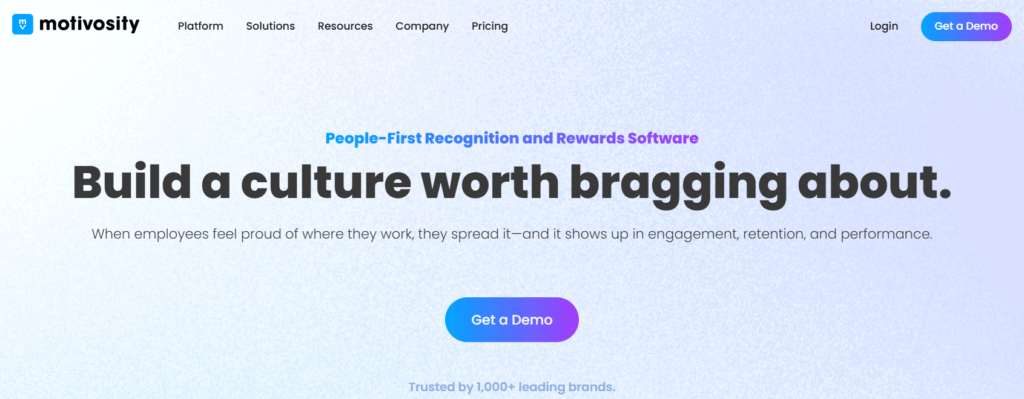 The Motivosity homepage.